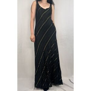 Vintage Benjamin A. Black and Gold Floor Length Maxi Slip Dress